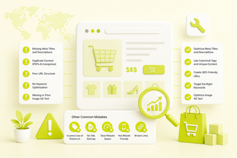 Ecommerce SEO diagnostic and solutions concept