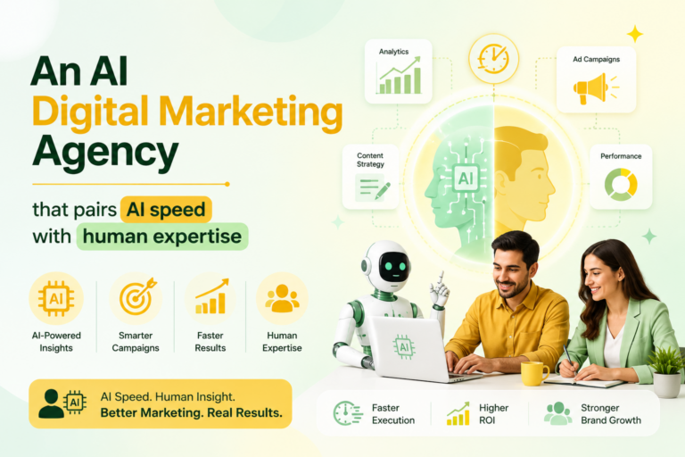 An AI digital marketing agency that pairs AI speed with human expertise